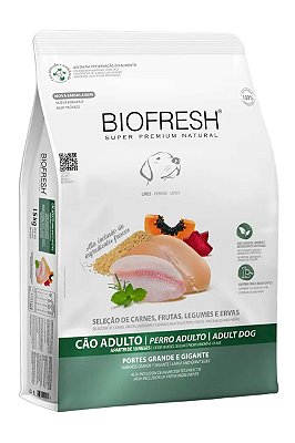 Ração Biofresh Super Premium Sabor Seleção de Carnes, Frutas, Legumes e Ervas para Cães Adultos de Raças Grandes e Gigantes - 15Kg