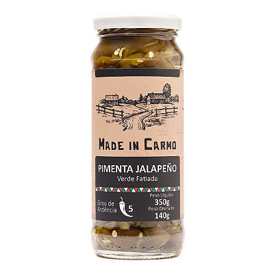 Pimenta Jalapeño Verde Fatiada em Conserva Made in Carmo 350g