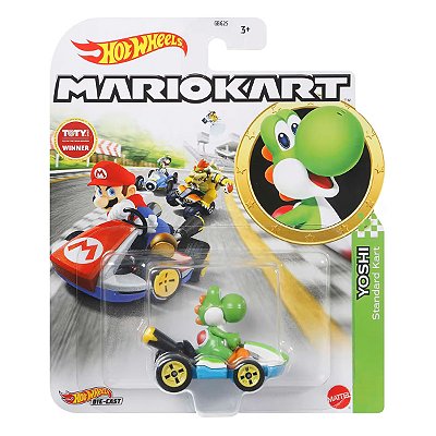 Carrinho Hot Wheels Mario Kart Yoshi Standard Kart GLP38