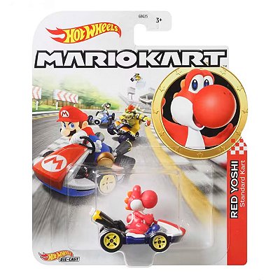 Carrinho Hot Wheels Mario Kart Red Yoshi Standard Kart GPD90