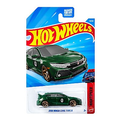 Carrinho Hot Wheels 2018 Honda Civic Type R Verde 2026 Lote F JJK87 3/10