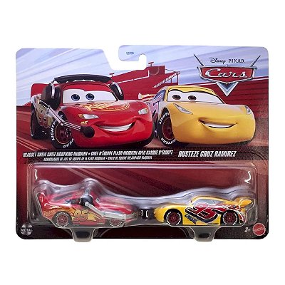 Carro Disney Pixar Cars Pack Chefe de Equipe Relâmpago McQueen e Cruz Ramirez JJW85