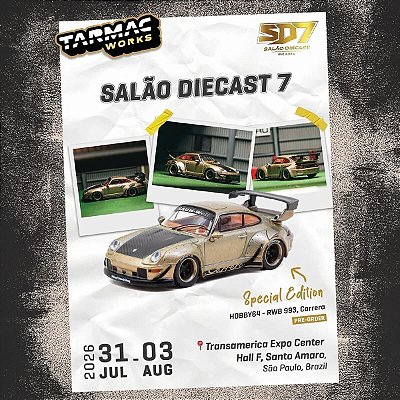 PRÉ-VENDA Tarmac Works Porsche RWB 993 Carrera Salão Diecast 7 Brasil Special Edition 1:64