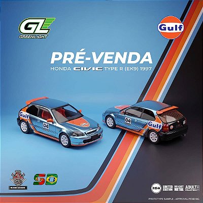 PRÉ-VENDA Greenlight Honda Civic Type R EK9 1997 Gulf Salão Diecast Portugal 1:64