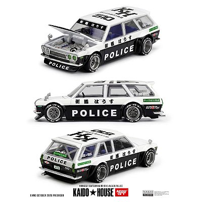 PRÉ-VENDA Mini GT Kaido House #321 Datsun KAIDO 510 Wagon Police 1:64