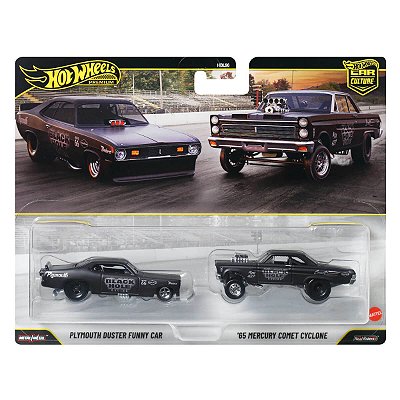Carrinho Hot Wheels Premium 2 Pack Plymouth Duster Funny Car 65 Mercury Comet Cyclone JHW56 1:64