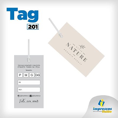 Tag etiqueta em Couché Brilho  para loja Modelo 201