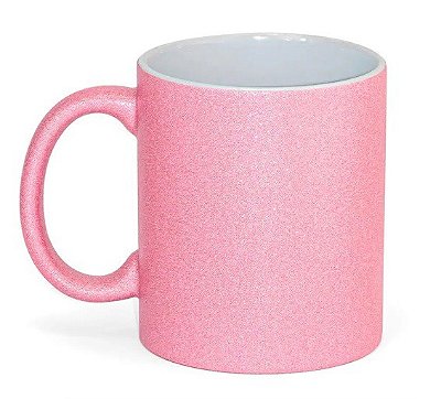 Caneca glitter rosa para sublimação 325 ml  - Marca Live