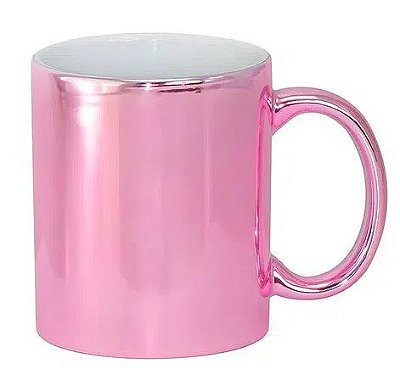 Caneca cromada rosa para sublimação 325 ml  - Marca Live