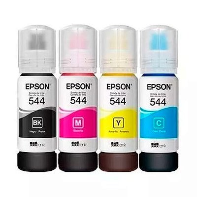 Kit com 4 cores de tinta original EPSON 544 - MOD.  L3110 | L3150 | L5190