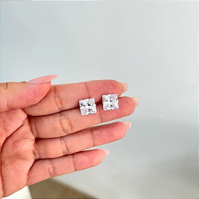 Brinco Ponto de Luz  Quadrado Grande- Prata 925