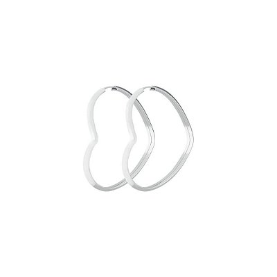 Brinco Argola Coração Fio Quadrado - Prata 925