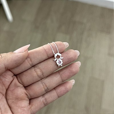 Colar Menina Cravejado - Prata 925