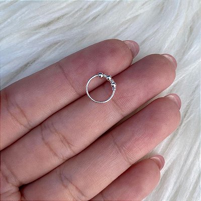 Brinco Piercing Argola com Três Bolinhas - Prata 925