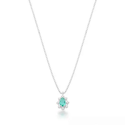 Colar Verde Turmalina Cravejado - Prata 925