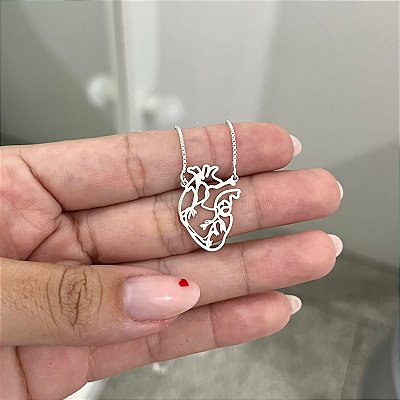 Colar Coração Humano - Prata 925