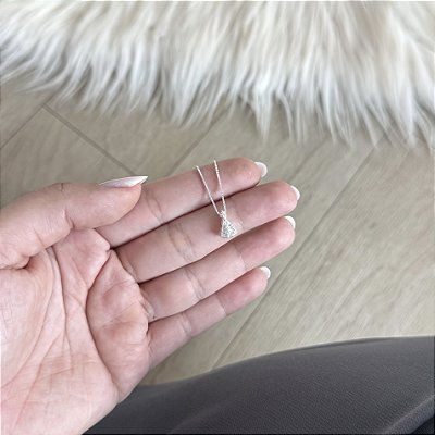 Colar N. Senhora Aparecida Cravejada Branca - Prata 925