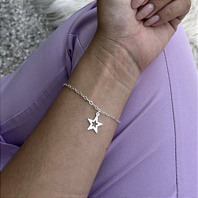 Pulseira com Estrela Vazada - Prata 925