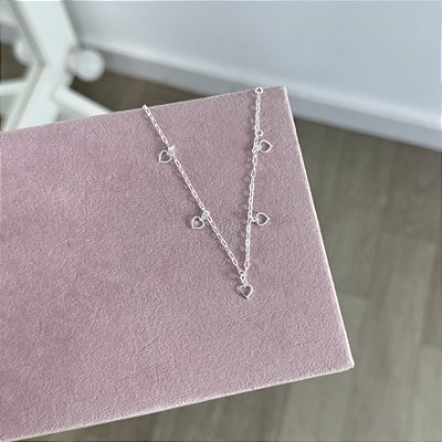 Pulseira 5 Corações Vazados - Prata 925