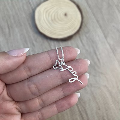 Colar com Nome Paz e Divino Espírito Santo - Prata 925