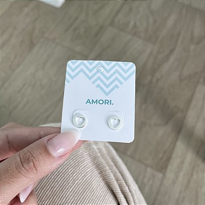 Brinco Placa Coração Vazado - Prata 925