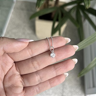 Colar Ponto de Luz Redondo Cristal - Prata 925