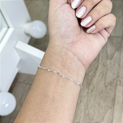 Pulseira Love com Corações - Prata 925