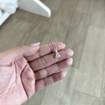 Colar N. Sra. Aparecida Cravejada em Zircônias - Prata 925