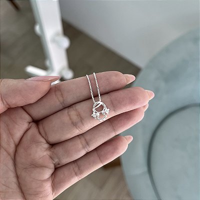 Colar Menina com Zircônias - Prata 925