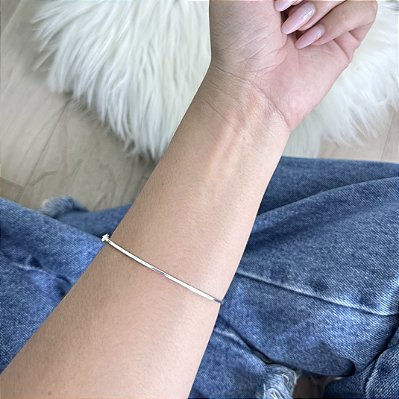 Pulseira Bracelete Fio Quadrado Fina - Prata 925