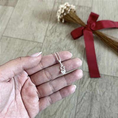 Colar Menino Coração Cravejado - Prata 925