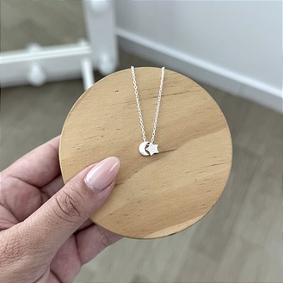 Colar Lua Cravejada e Estrela - Prata 925