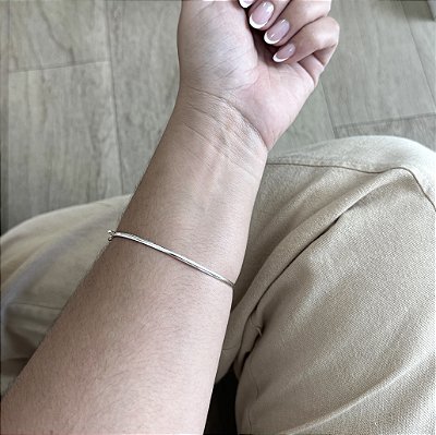 Pulseira Bracelete Fio Redondo Fina - Prata 925