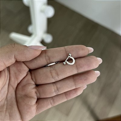 Brinco Piercing Helix Oval Pequeno - Prata 925