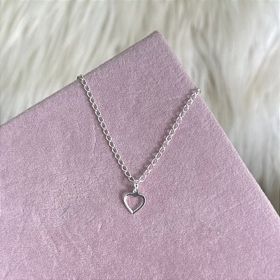 Pulseira Infantil com Coração Vazado - Prata 925
