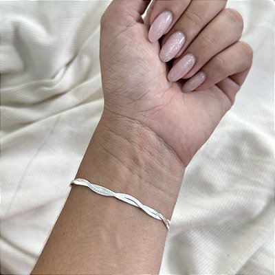 Pulseira Trançada 2 Fileiras - Prata 925