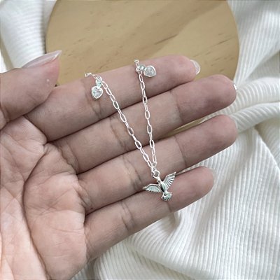 Pulseira Divino Espírito Santo Com Corações - Prata 925