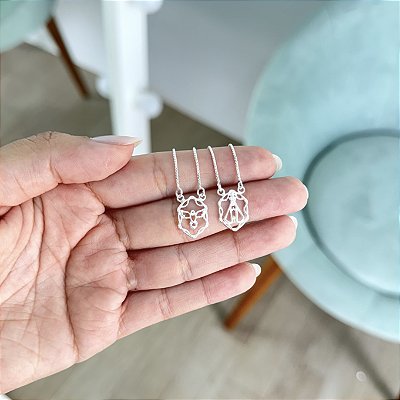 Escapulário Divino Espiríto e Nossa Sra Aparecida- Prata 925