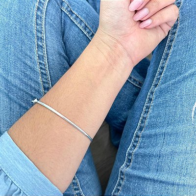 Pulseira Bracelete Meia Cana - Prata 925