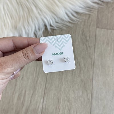 Brinco Ponto de Luz Coração Grande - Prata 925