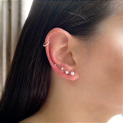 Brinco Ear Cuff Pérolas - Prata 925