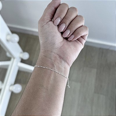 Pulseira Elos Retangulares Média - Prata 925