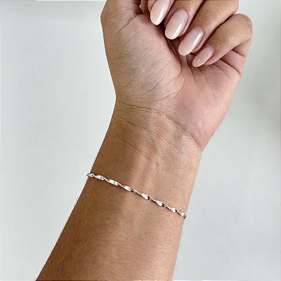 Pulseira Laminada Torcida - Prata 925