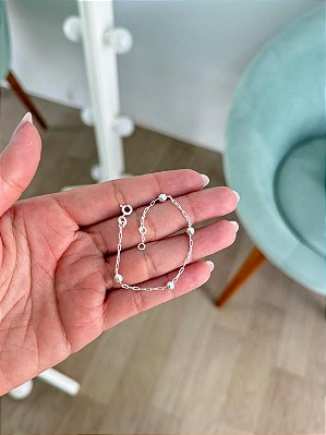 Pulseira Infantil Elos com Bolinhas - Prata 925