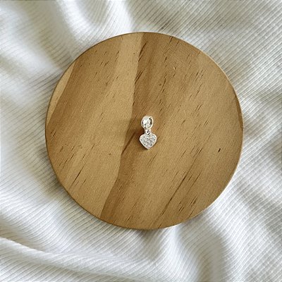 Berloque Coração Cravejado Cristal - Prata 925
