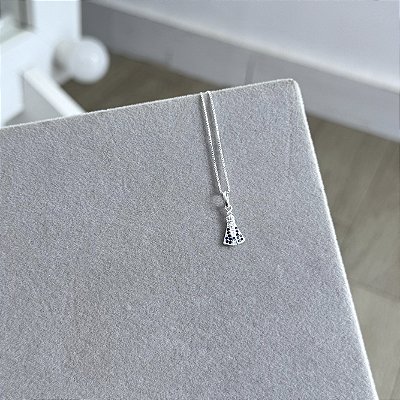 Colar N. Sra. Aparecida com Zircônias Azuis - Prata 925