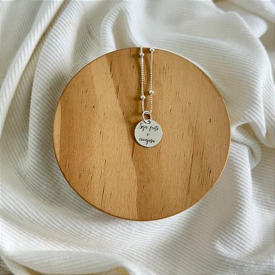 Colar de Bolinhas Seja Forte e Corajosa - Prata 925
