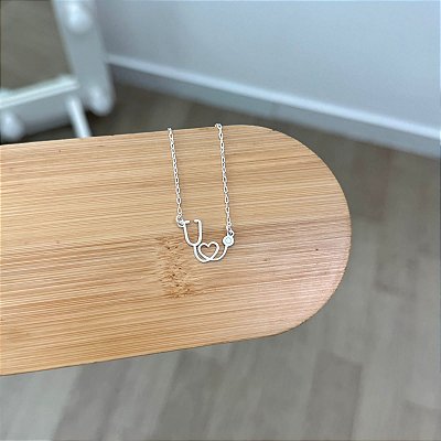 Choker Estetoscópio e Coração - Prata 925