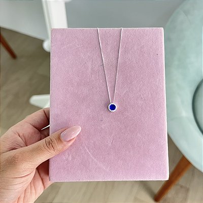 Colar Azul Cravejado - Prata 925