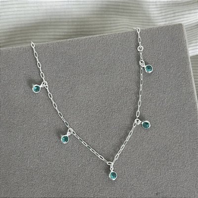 Pulseira Pontos de Luz Verdes - Prata 925